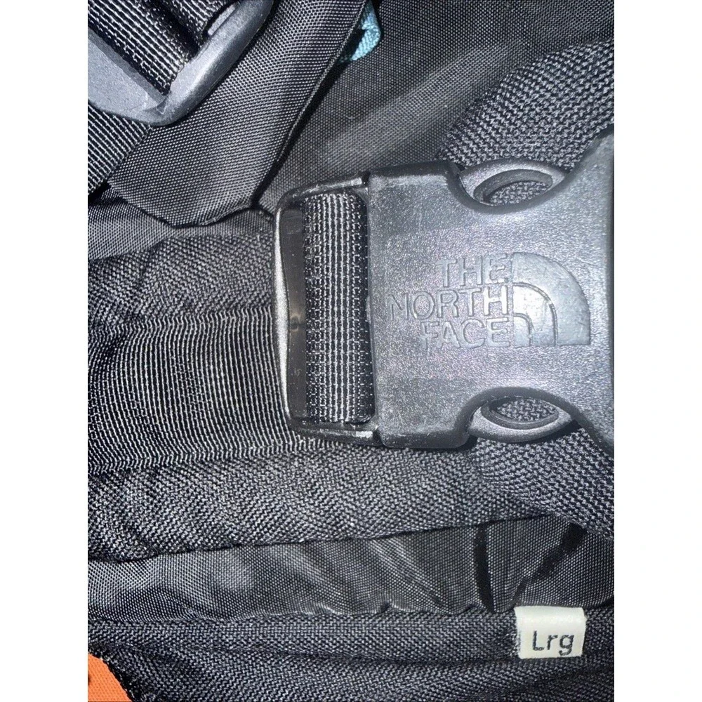 The North Face Vintage Large Hiking Backpack Black with Teal Accent Straps